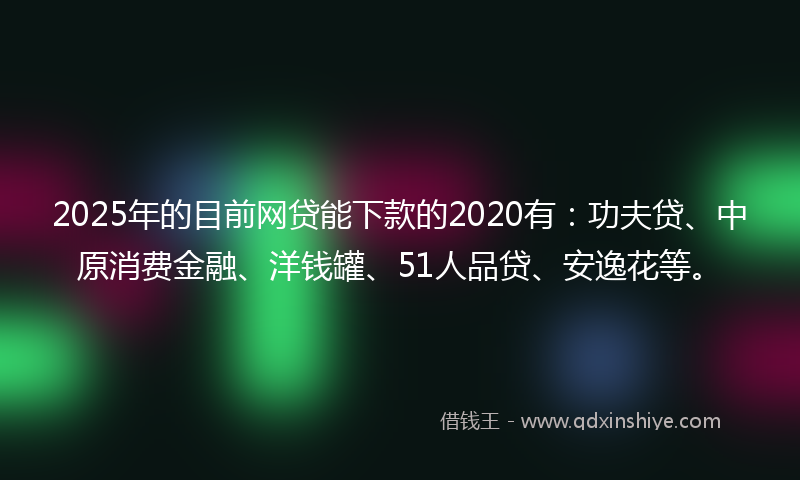 2025年的目前网贷能下款的2020有：功夫贷、中原消费金融、洋钱罐、51人品贷、安逸花等。