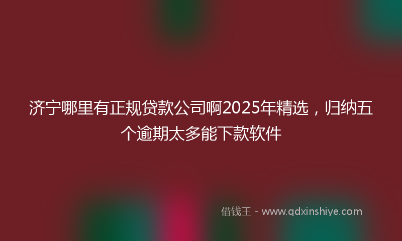 济宁哪里有正规贷款公司啊2025年精选，归纳五个逾期太多能下款软件