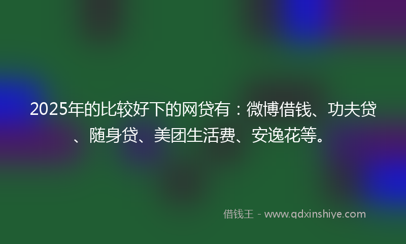 2025年的比较好下的网贷有：微博借钱、功夫贷、随身贷、美团生活费、安逸花等。