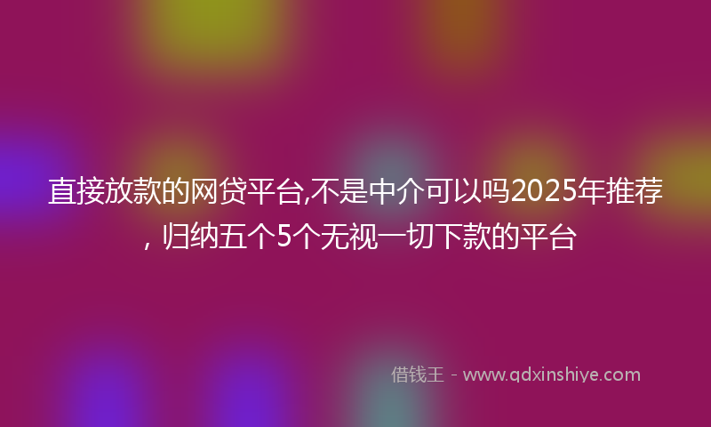 直接放款的网贷平台,不是中介可以吗2025年推荐，归纳五个5个无视一切下款的平台