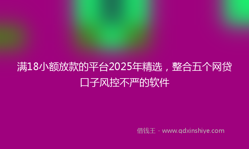 满18小额放款的平台2025年精选，整合五个网贷口子风控不严的软件
