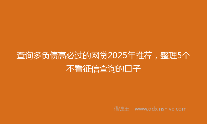 查询多负债高必过的网贷2025年推荐，整理5个不看征信查询的口子