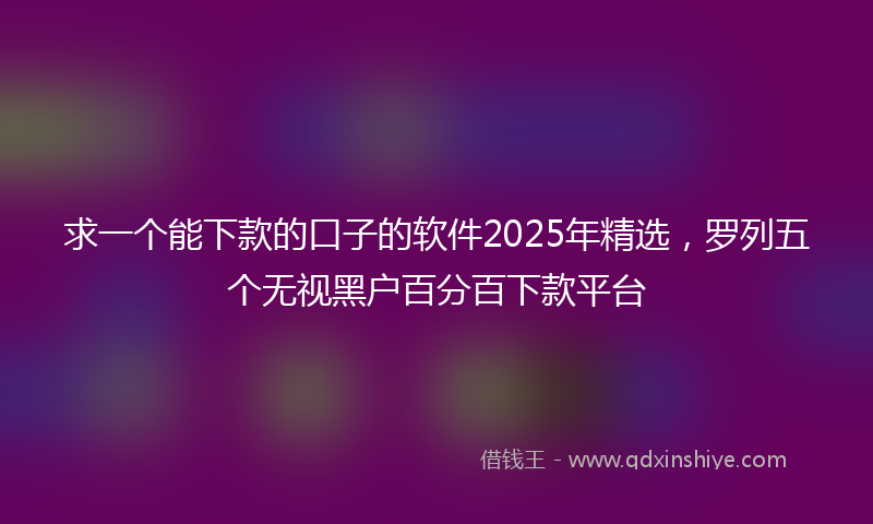 求一个能下款的口子的软件2025年精选，罗列五个无视黑户百分百下款平台