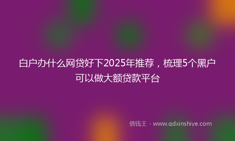白户办什么网贷好下2025年推荐，梳理5个黑户可以做大额贷款平台
