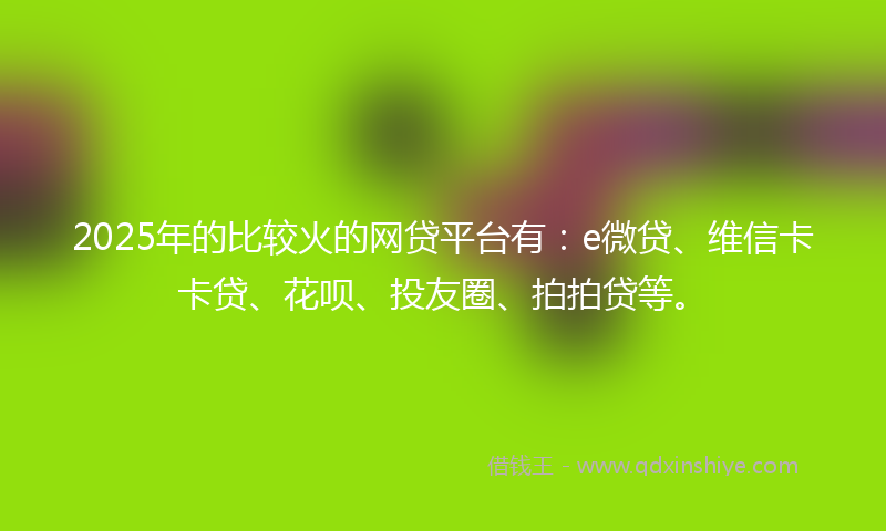 2025年的比较火的网贷平台有：e微贷、维信卡卡贷、花呗、投友圈、拍拍贷等。