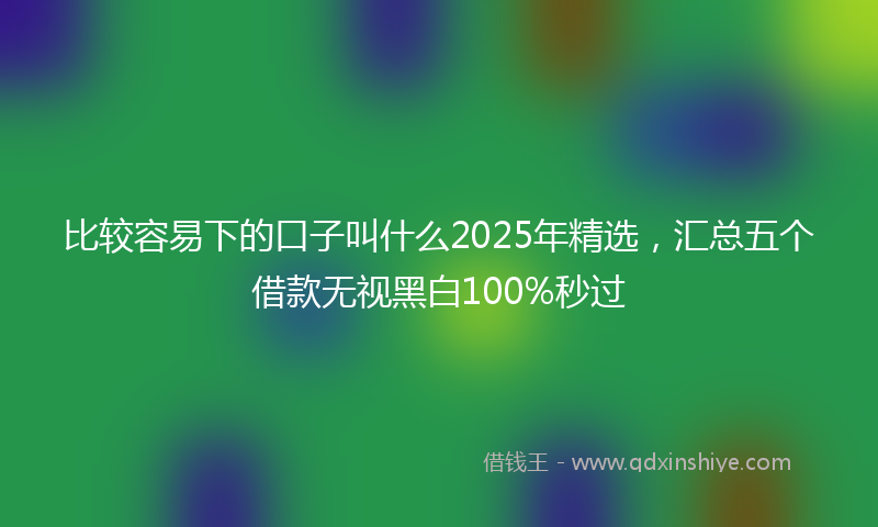 比较容易下的口子叫什么2025年精选，汇总五个借款无视黑白100%秒过