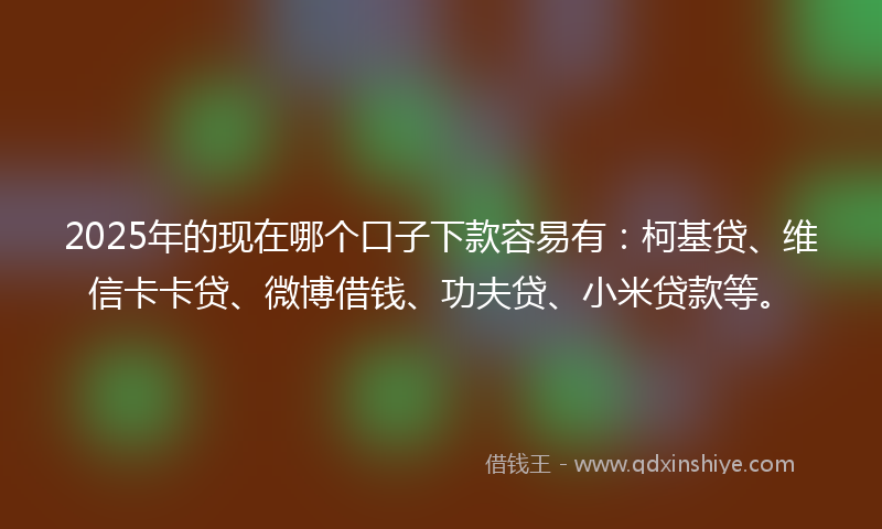 2025年的现在哪个口子下款容易有:柯基贷、维信卡卡贷、微博借钱、功夫贷、小米贷款等。