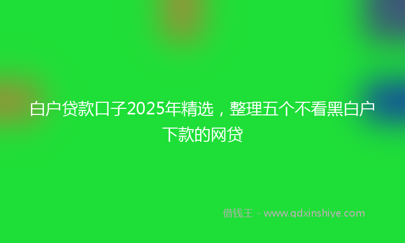 白户贷款口子2025年精选，整理五个不看黑白户下款的网贷