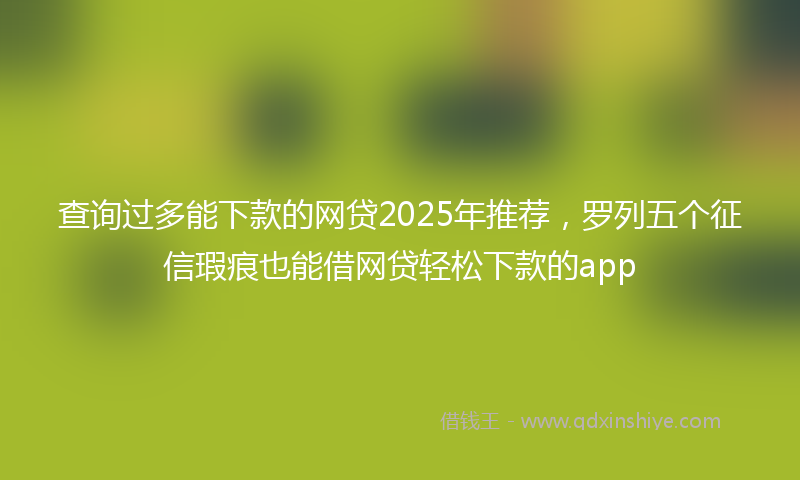 查询过多能下款的网贷2025年推荐，罗列五个征信瑕疵也能借网贷轻松下款的app