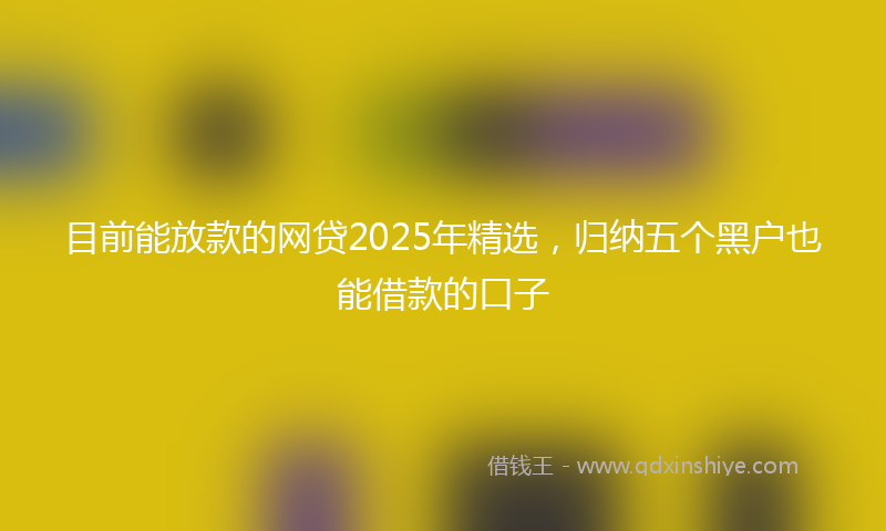 目前能放款的网贷2025年精选，归纳五个黑户也能借款的口子