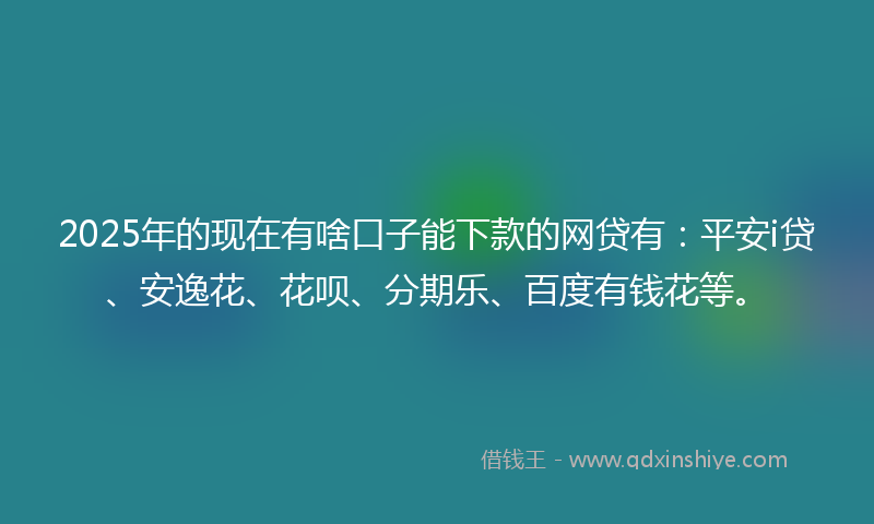2025年的现在有啥口子能下款的网贷有：平安i贷、安逸花、花呗、分期乐、百度有钱花等。