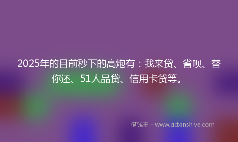 2025年的目前秒下的高炮有：我来贷、省呗、替你还、51人品贷、信用卡贷等。