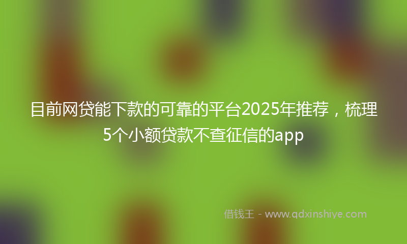 目前网贷能下款的可靠的平台2025年推荐，梳理5个小额贷款不查征信的app