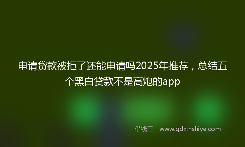 申请贷款被拒了还能申请吗2025年推荐,总结五个黑白贷款不是高炮的app