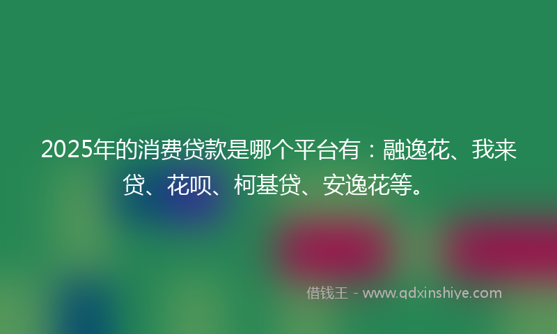2025年的消费贷款是哪个平台有：融逸花、我来贷、花呗、柯基贷、安逸花等。