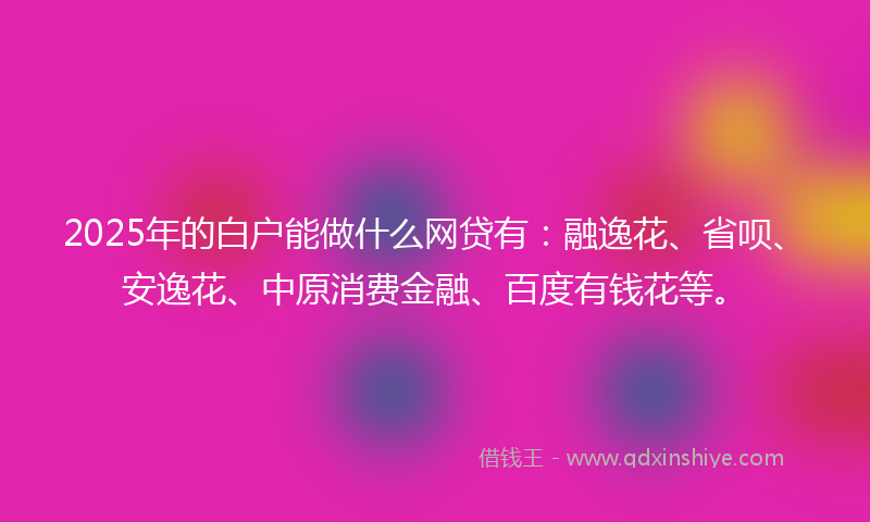 2025年的白户能做什么网贷有：融逸花、省呗、安逸花、中原消费金融、百度有钱花等。