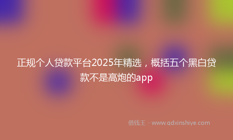 正规个人贷款平台2025年精选,概括五个黑白贷款不是高炮的app