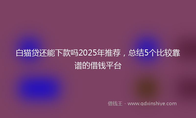 白猫贷还能下款吗2025年推荐,总结5个比较靠谱的借钱平台