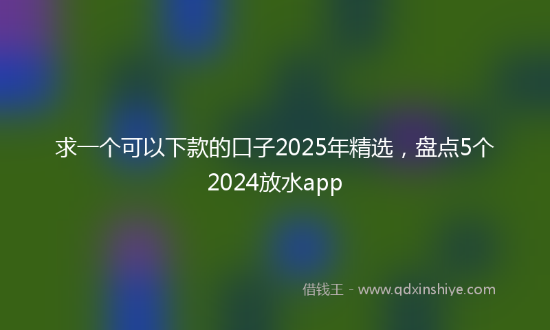 求一个可以下款的口子2025年精选，盘点5个2024放水app