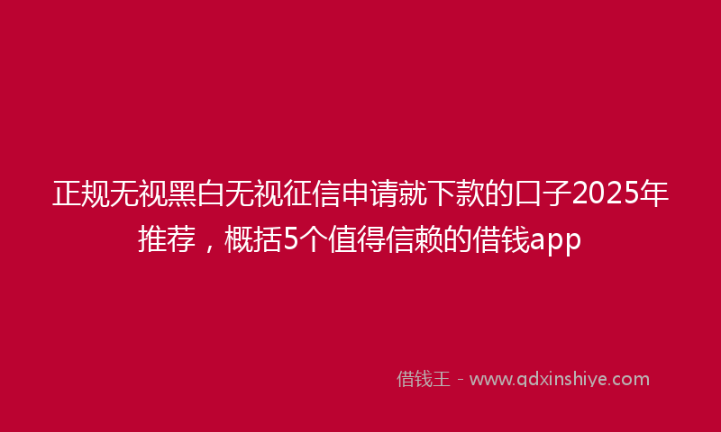 正规无视黑白无视征信申请就下款的口子2025年推荐，概括5个值得信赖的借钱app