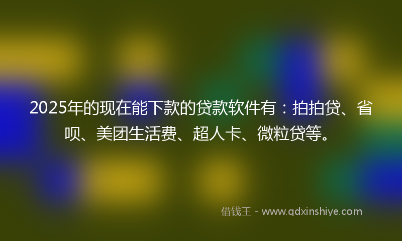 2025年的现在能下款的贷款软件有:拍拍贷、省呗、美团生活费、超人卡、微粒贷等。