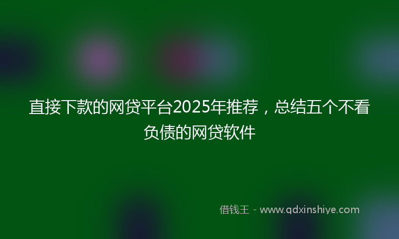 直接下款的网贷平台2025年推荐，总结五个不看负债的网贷软件
