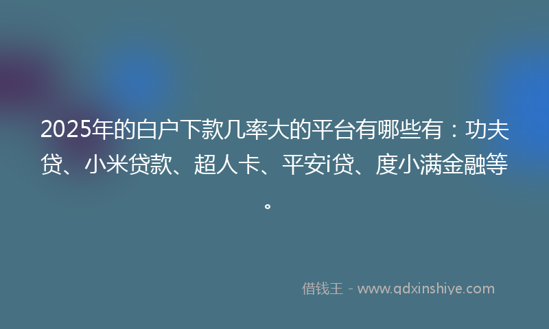 2025年的白户下款几率大的平台有哪些有：功夫贷、小米贷款、超人卡、平安i贷、度小满金融等。
