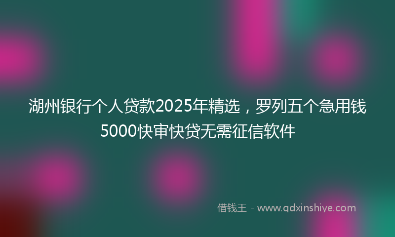 湖州银行个人贷款2025年精选，罗列五个急用钱5000快审快贷无需征信软件