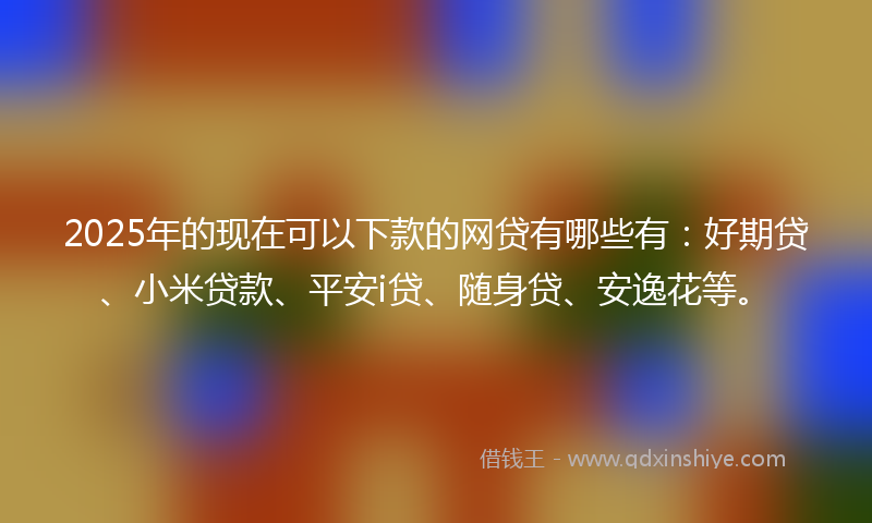 2025年的现在可以下款的网贷有哪些有：好期贷、小米贷款、平安i贷、随身贷、安逸花等。