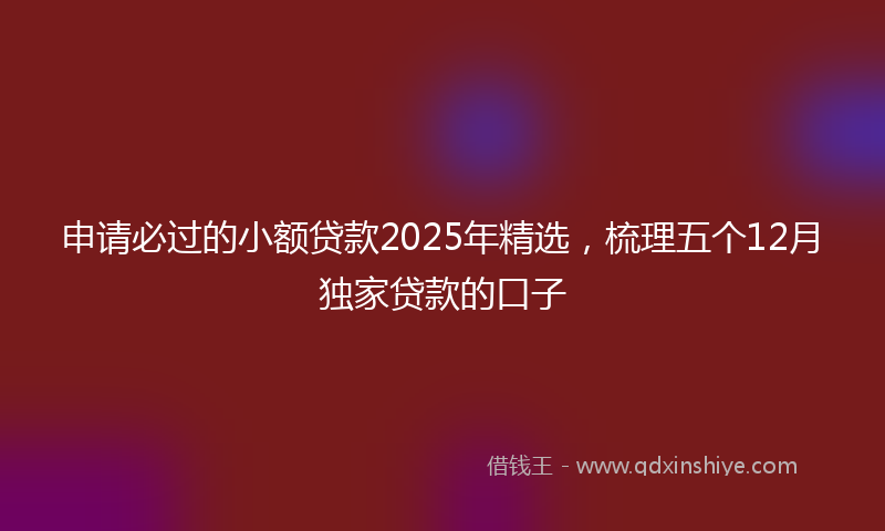 申请必过的小额贷款2025年精选，梳理五个12月独家贷款的口子