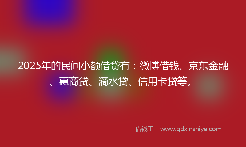 2025年的民间小额借贷有：微博借钱、京东金融、惠商贷、滴水贷、信用卡贷等。