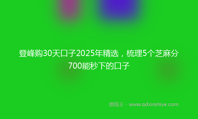 登峰购30天口子2025年精选，梳理5个芝麻分700能秒下的口子