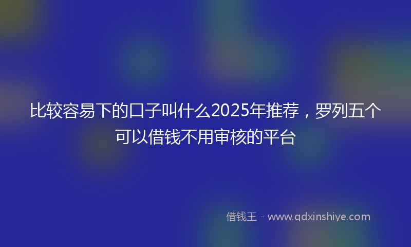 比较容易下的口子叫什么2025年推荐，罗列五个可以借钱不用审核的平台