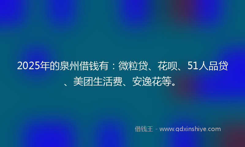 2025年的泉州借钱有：微粒贷、花呗、51人品贷、美团生活费、安逸花等。