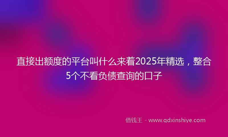直接出额度的平台叫什么来着2025年精选，整合5个不看负债查询的口子