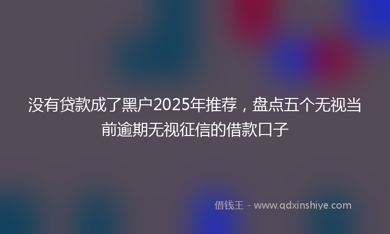 没有贷款成了黑户2025年推荐，盘点五个无视当前逾期无视征信的借款口子