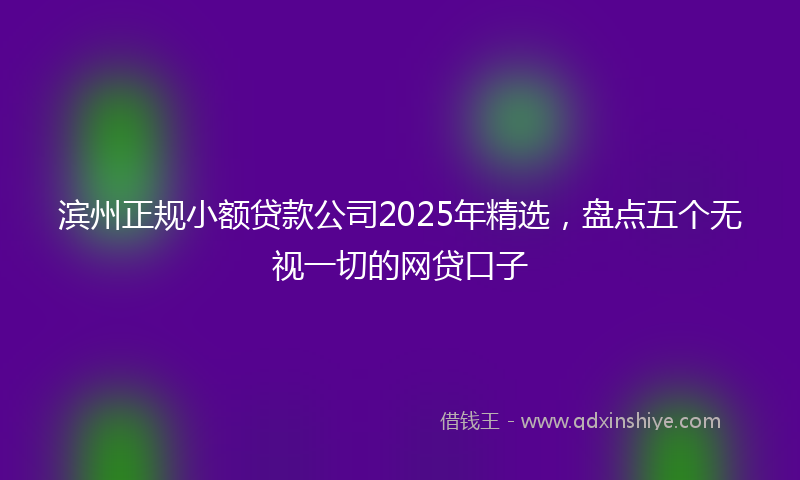 滨州正规小额贷款公司2025年精选，盘点五个无视一切的网贷口子