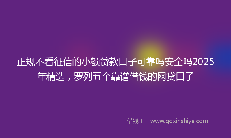 正规不看征信的小额贷款口子可靠吗安全吗2025年精选，罗列五个靠谱借钱的网贷口子