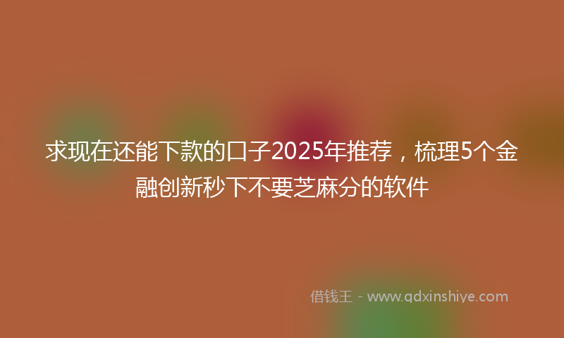 求现在还能下款的口子2025年推荐，梳理5个金融创新秒下不要芝麻分的软件