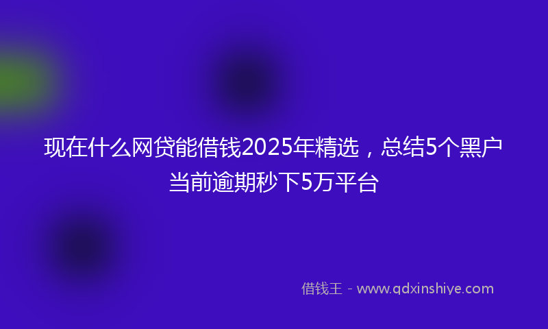 现在什么网贷能借钱2025年精选，总结5个黑户当前逾期秒下5万平台