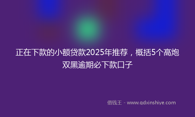 正在下款的小额贷款2025年推荐，概括5个高炮双黑逾期必下款口子