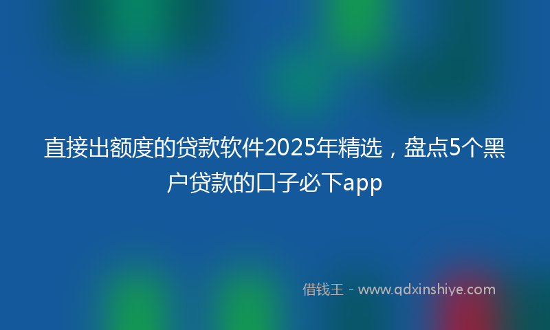 直接出额度的贷款软件2025年精选，盘点5个黑户贷款的口子必下app