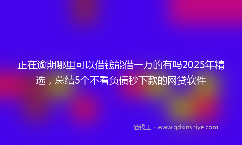 正在逾期哪里可以借钱能借一万的有吗2025年精选，总结5个不看负债秒下款的网贷软件