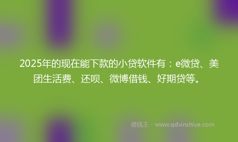 2025年的现在能下款的小贷软件有：e微贷、美团生活费、还呗、微博借钱、好期贷等。