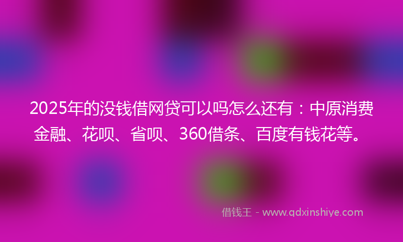 2025年的没钱借网贷可以吗怎么还有：中原消费金融、花呗、省呗、360借条、百度有钱花等。