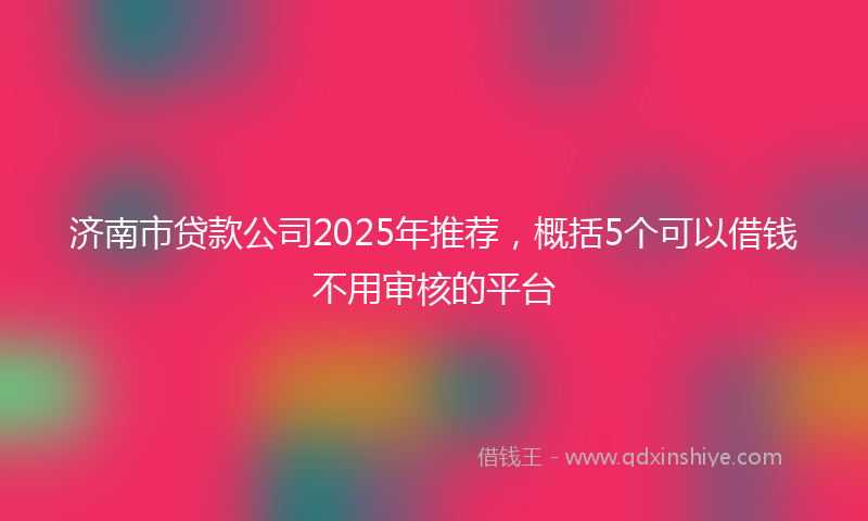 济南市贷款公司2025年推荐，概括5个可以借钱不用审核的平台