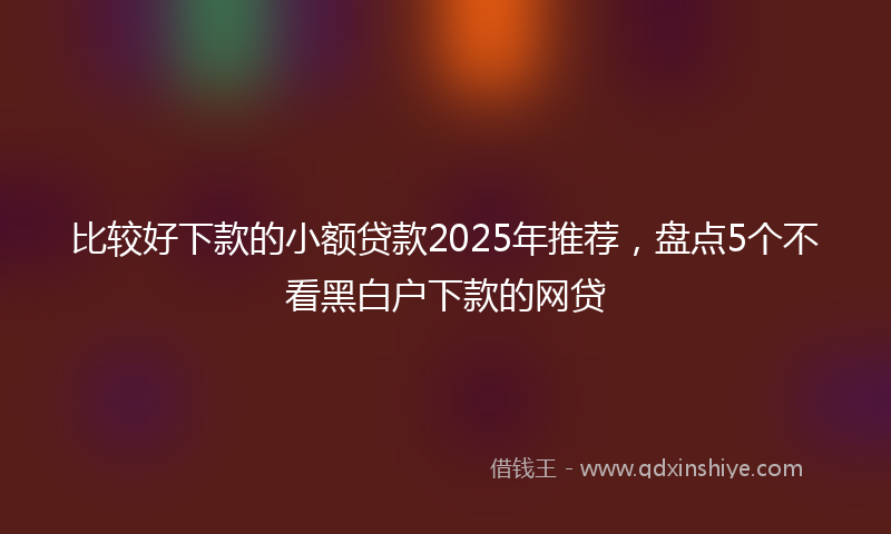 比较好下款的小额贷款2025年推荐，盘点5个不看黑白户下款的网贷