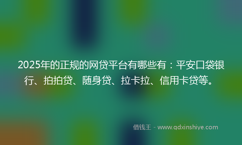 2025年的正规的网贷平台有哪些有：平安口袋银行、拍拍贷、随身贷、拉卡拉、信用卡贷等。