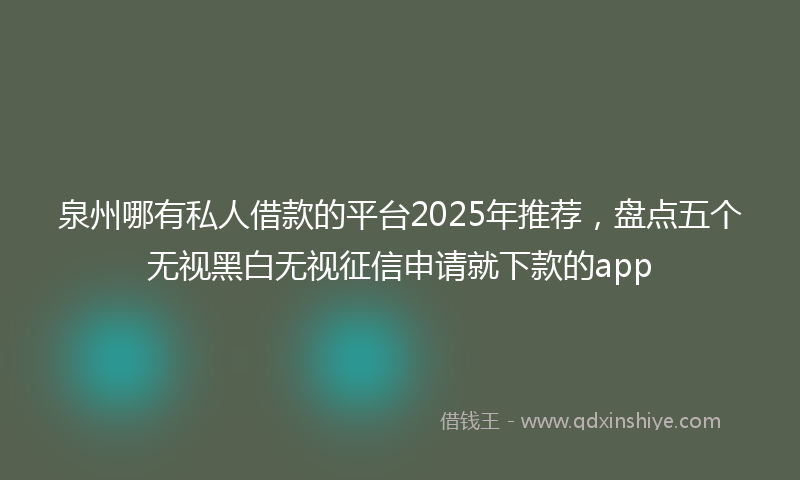 泉州哪有私人借款的平台2025年推荐,盘点五个无视黑白无视征信申请就下款的app