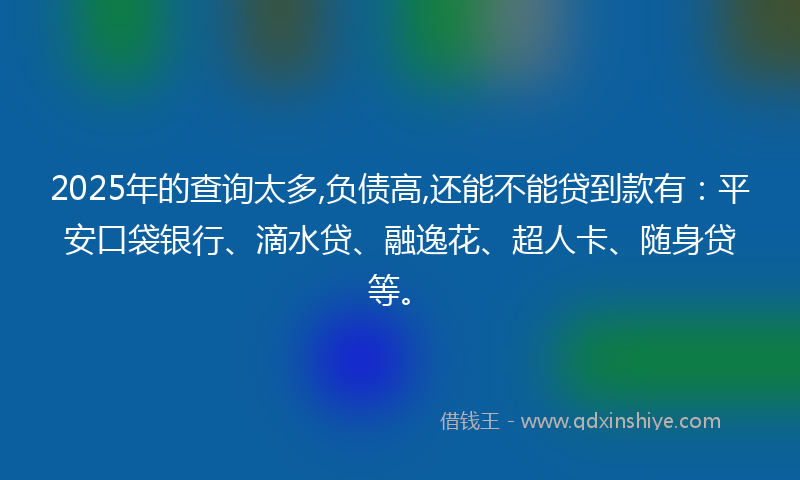2025年的查询太多,负债高,还能不能贷到款有：平安口袋银行、滴水贷、融逸花、超人卡、随身贷等。
